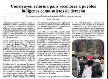 Cobertura de prensa de la asamblea regional de consulta