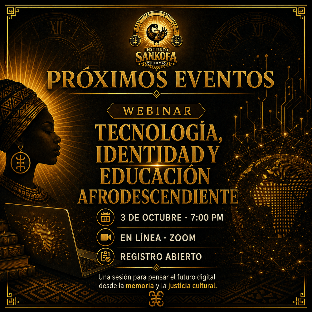 Cartel: Webinar Tecnología, identidad y educación afrodescendiente